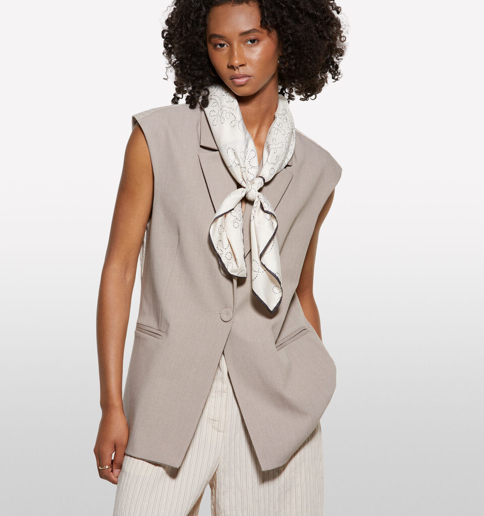 Beige vest with clashing stripe - women's vests and sleeveless jackets - Beige | Sisley image number 3